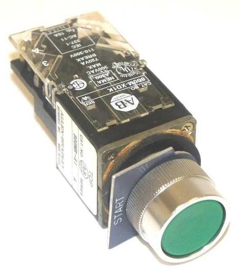 Used ALLEN BRADLEY 800MR-A1 OPERATOR PUSH BUTTON SWITCH, SER A W/ 800M-XD1K CONTACT