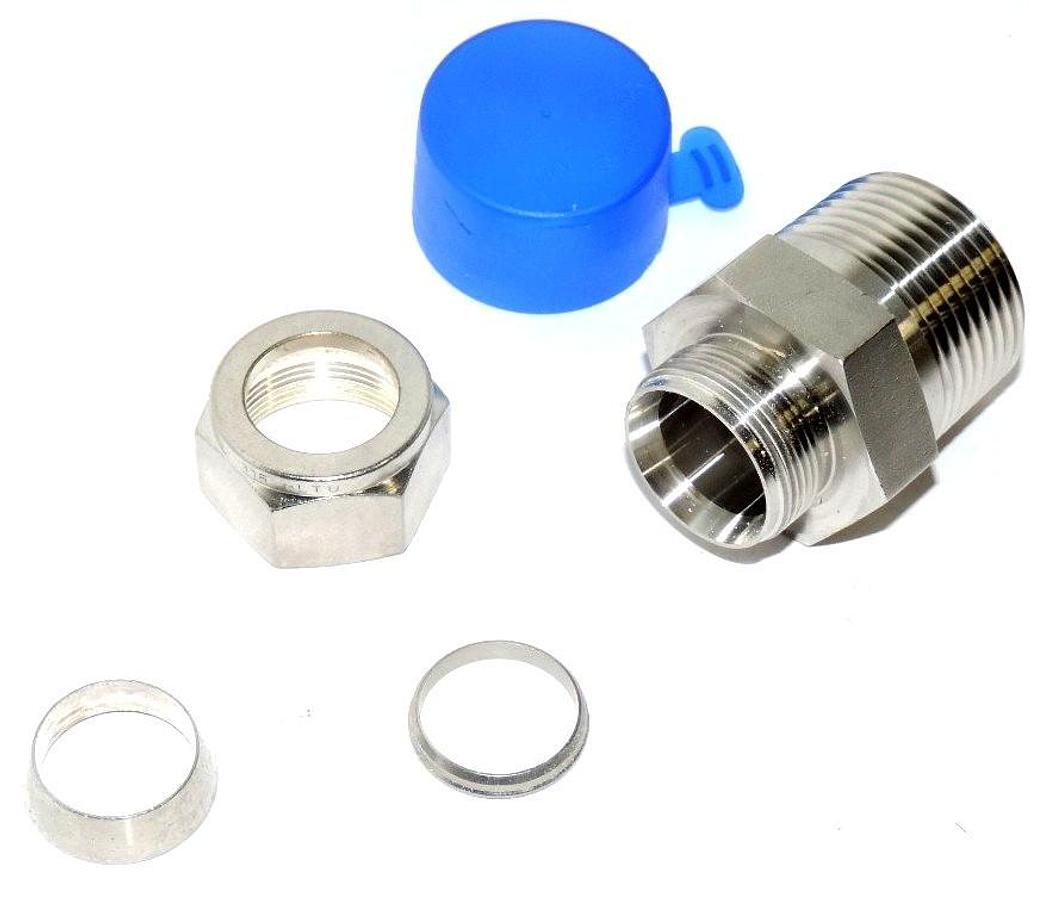 Used LOT OF 2 NEW PARKER 12-316 CONNECTORS 3/4" TUBE TO 1" MALE THREAD 12316