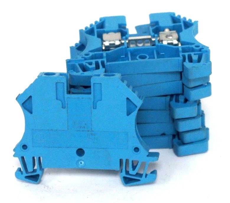 Used LOT OF 8 ALLEN BRADLEY 1492-J4 TERMINAL BLOCKS 4MM BLUE FEED-THRU