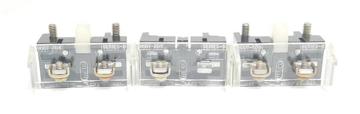 Used LOT OF 3 ALLEN BRADLEY CONTACT BLOCKS 800T-XD6 CONTACT BLOCKS SER. B