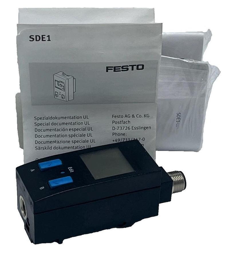 FESTO SDE1-D10-G2-H18-C-P1-M8 PRESSURE SENSOR 192030 0-10 Bar PNP Backlit LCD