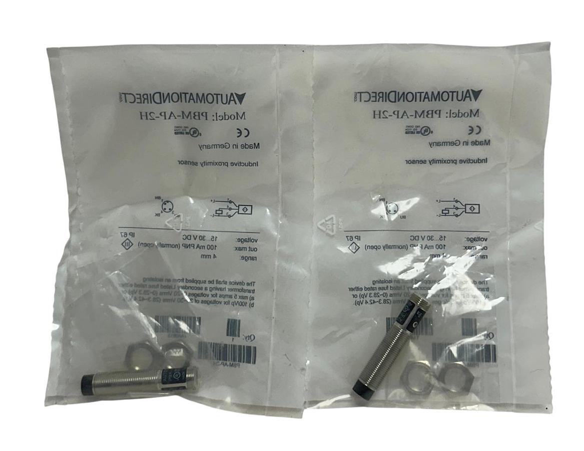 Used 2 AUTOMATIONDIRECT PBM-AP-1H / PBMAP1H INDUCTIVE PROXIMITY SENSORS PNP NSMP