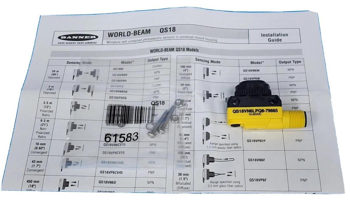 Used NIB BANNER QS18VN6LPQ8-79665 PHOTOELECTRIC SENSOR 10-30VDC