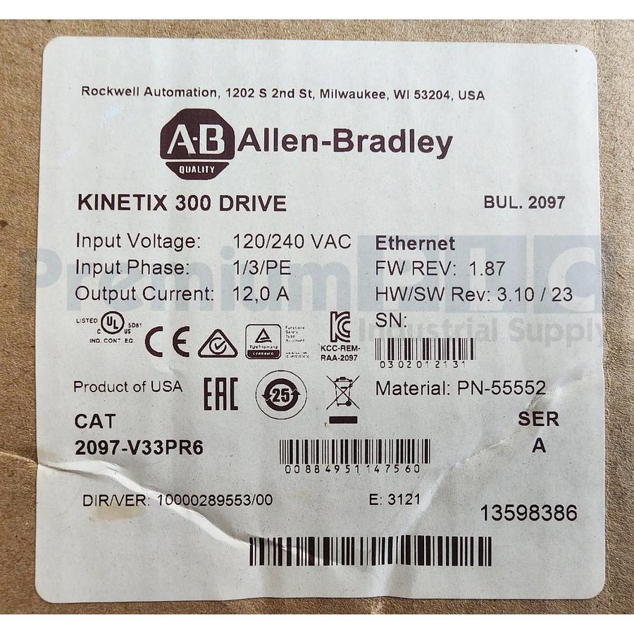 Used ALLEN BRADLEY 2097-V33PR6 /A KINETIX 300 EtherNet/IP INDEXING SERVO DRIVE NSMP