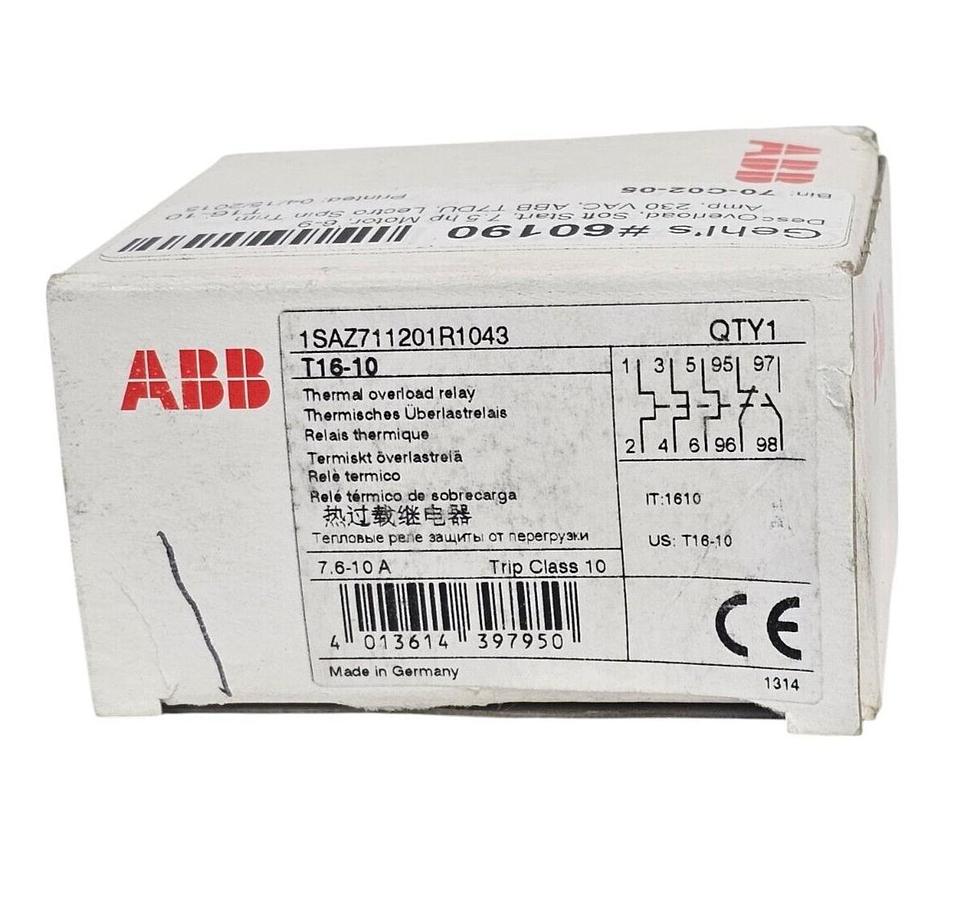 NIB ABB 1SAZ711201R1043 T16-10 THERMAL OVERLOAD (7.6 - 10.0 A)