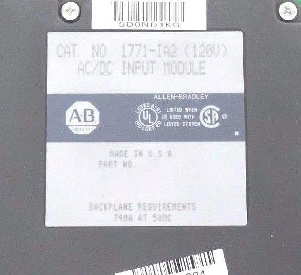 NIB ALLEN BRADLEY 1771-IA2 AC/DC INPUT MODULE 120V, 1771IA2