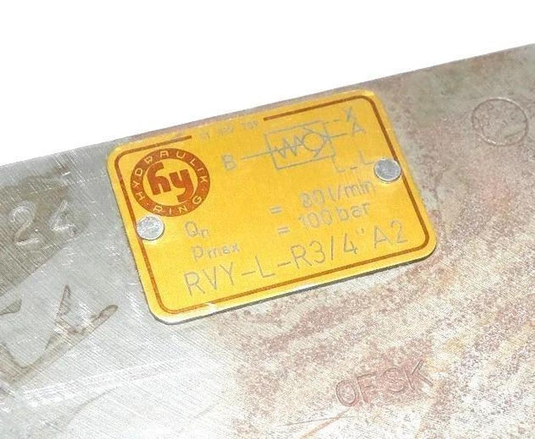 Used HYDRAULIK RING RVY-L-R 3/4" A2 FLOW CONTROL VALVE RVYLR34A2