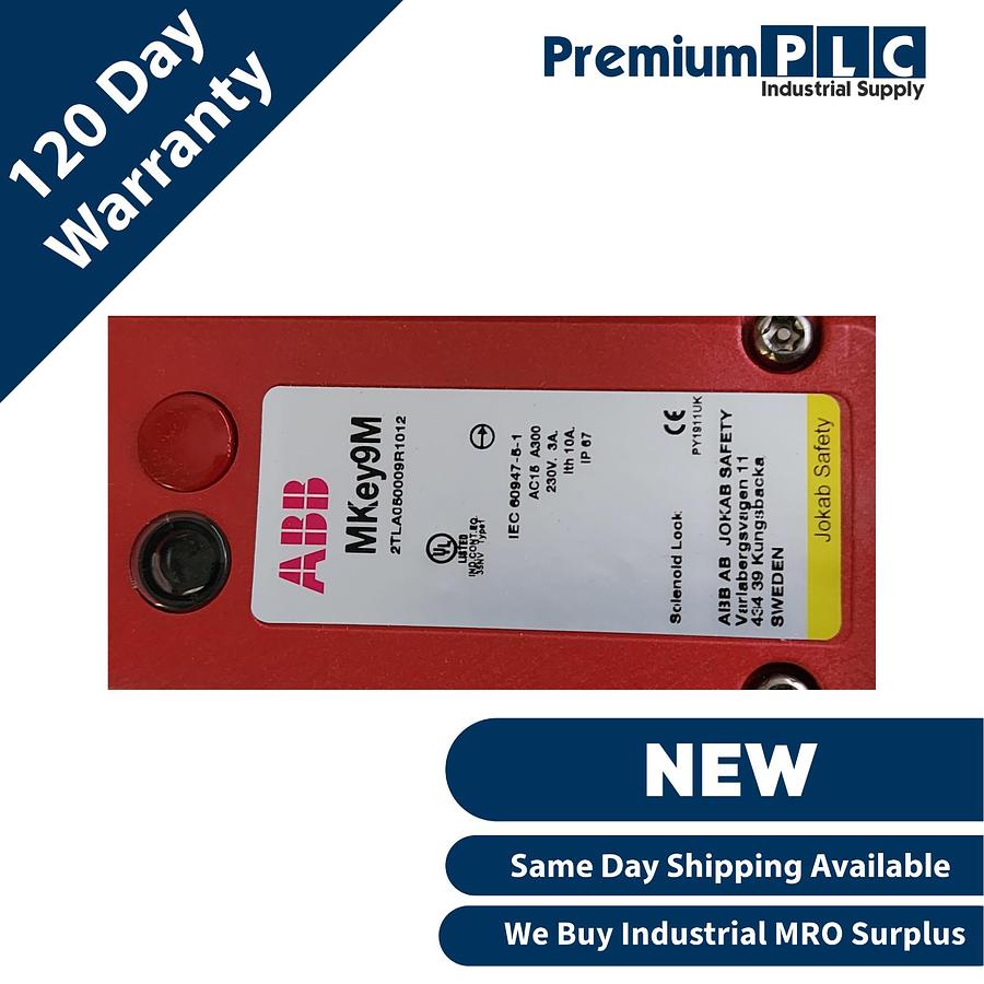 Used NEW ABB JOKAB 2TLA050009R1012 MKey9M SOLENOID SAFETY SWITCH Sol NPT, 24V, NO KEY
