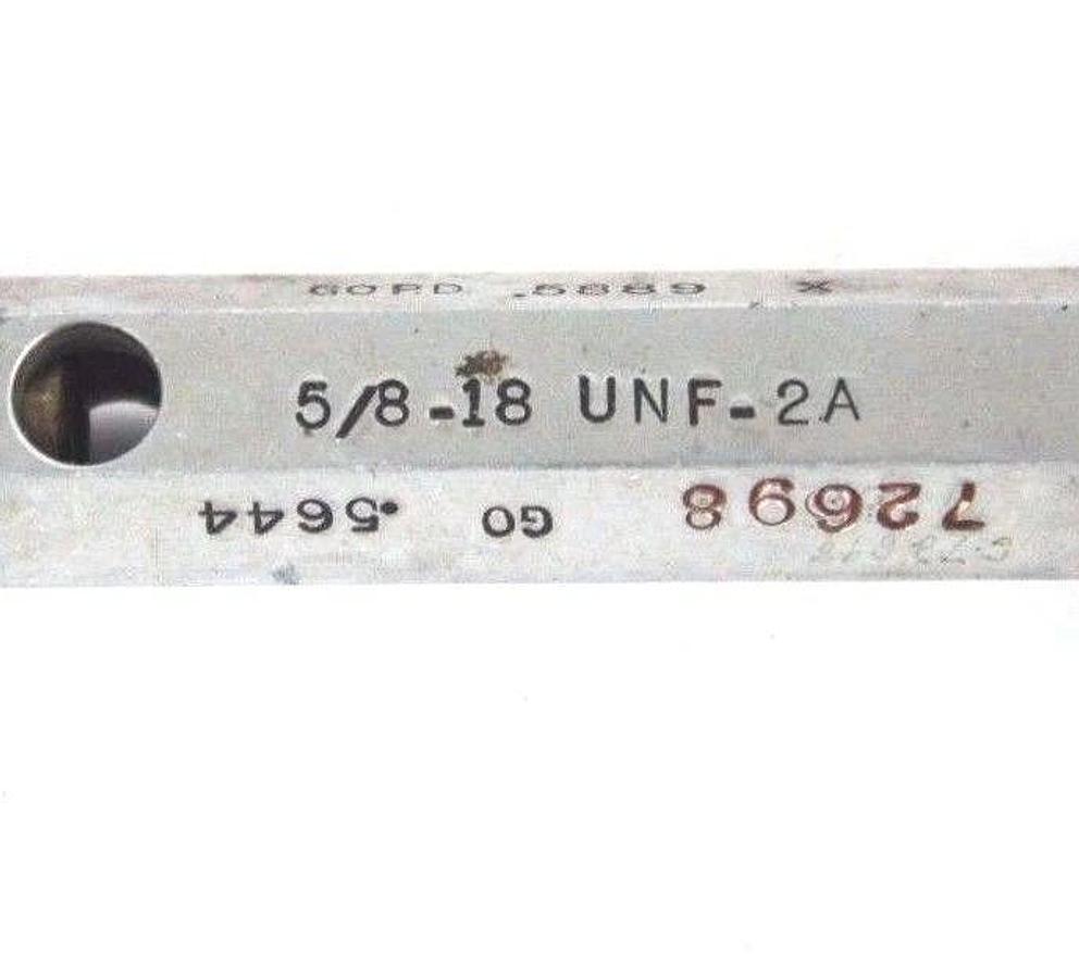 Used JOHNSON GAGE CO. 5/8-18 UNF-2A THREAD PLUG GAGE GO 0.5644 NO GO 0.5889