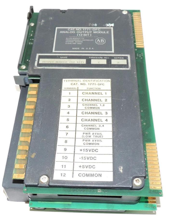 Used ALLEN BRADLEY 1771-OFC ANALOG OUTPUT MODULE 1771-OFE (12 BIT) F/W REV. C SER. A