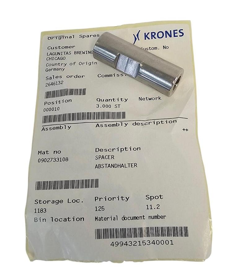 Used LOT OF 3 NEW KRONES 0902733108 SPACER ABSTANDHALTERS