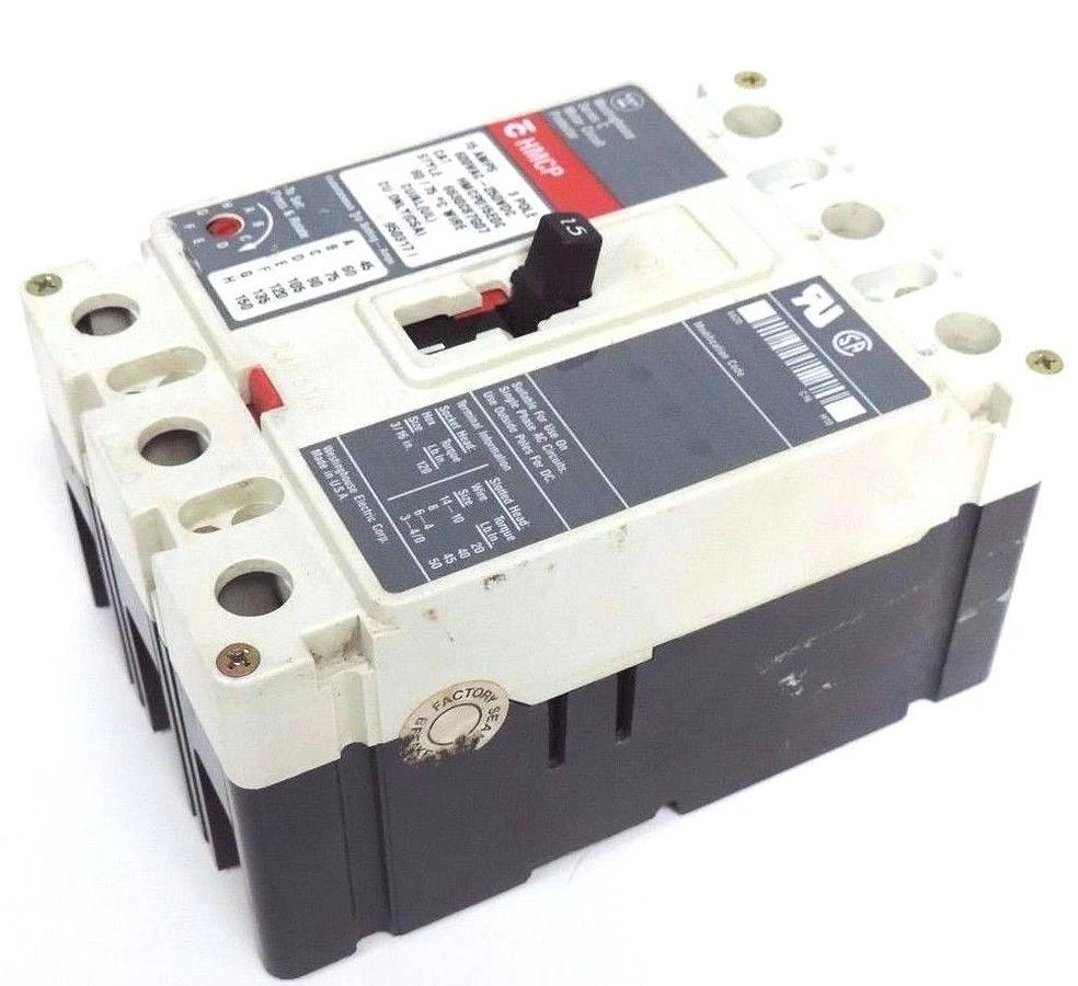 Used WESTINGHOUSE HMCP015E0C CIRCUIT BREAKER STYLE: 6630C87G07, SER. C, 15AMP, 3-POLE