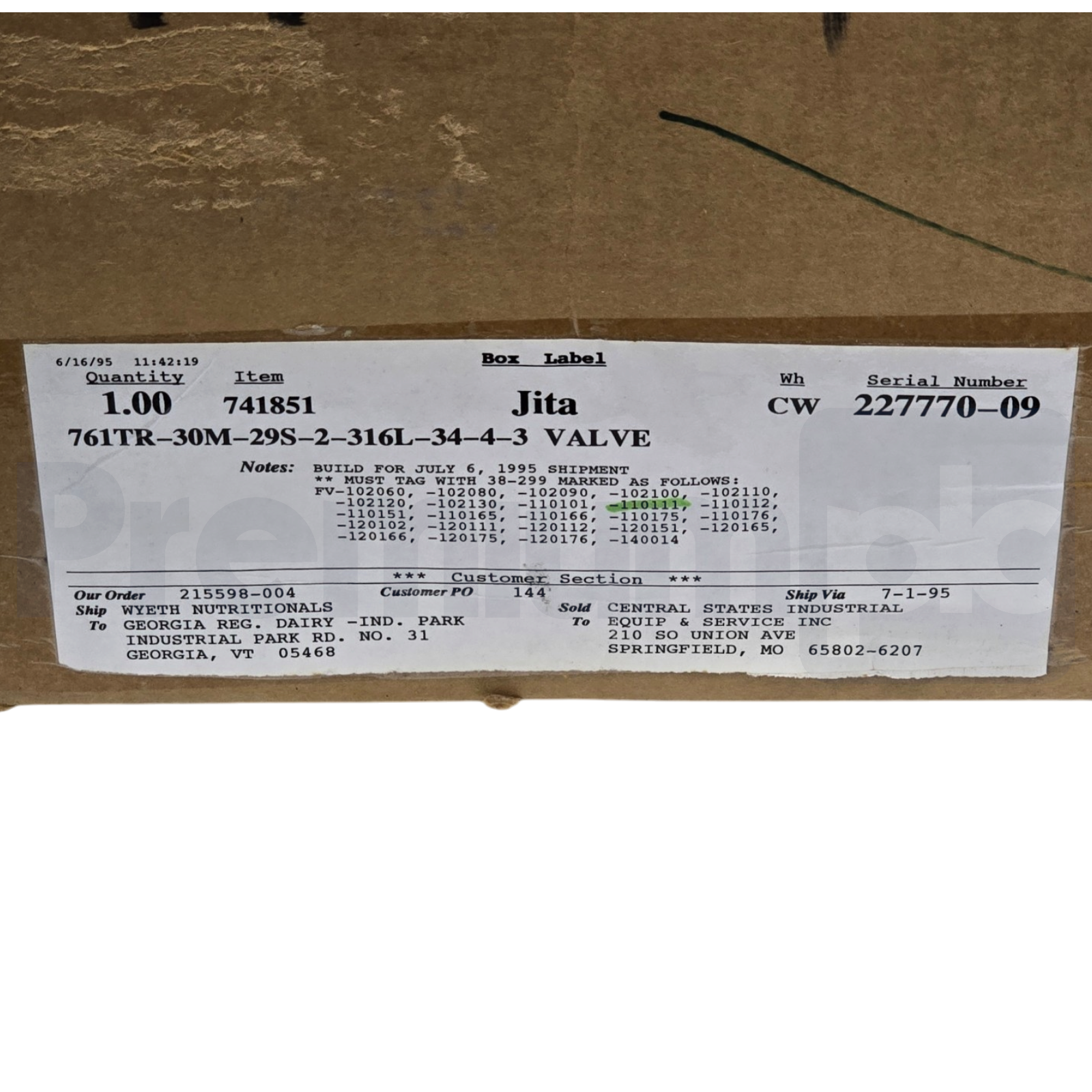 Used Alfa Laval Tri-Clover 761TR 2" SS Air Seat Valve 761TR-30M-29S-2-316L-34-4-3 NEW