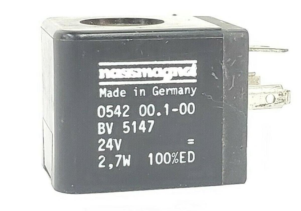 Used NASSMAGNET 0542-00.1-00 SOLENOID VALVE COIL BV-5147 24V 2,7W 100%ED