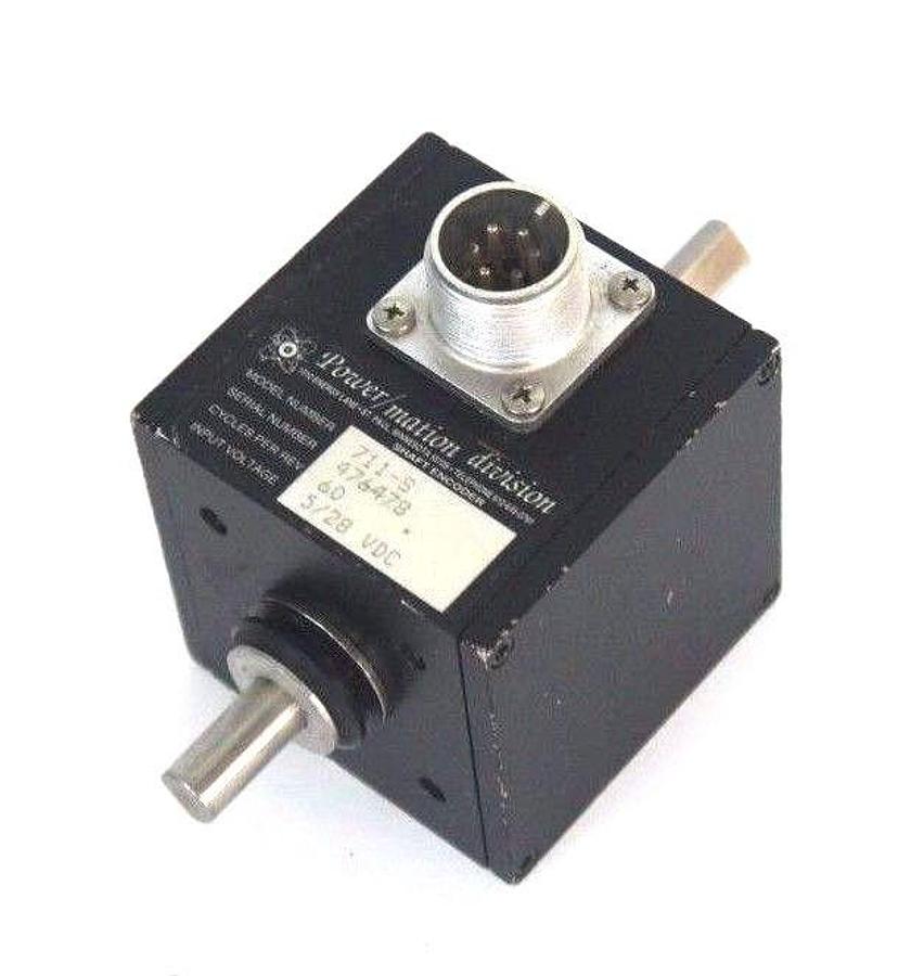 Used POWER MATION 711-S SHAFT ENCODER CYCLES PER REV. 60, 5/28 VDC, 711S
