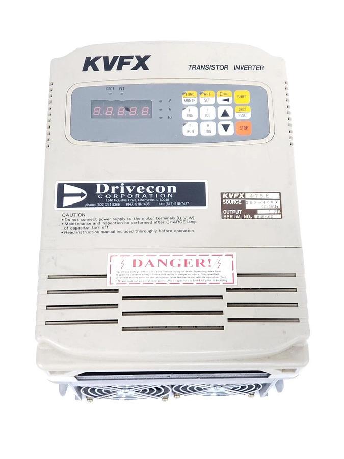 Used DRIVECON KVFX-475-E TRANSISTOR INVERTER KVFX475E *MISSING WIRING INSERT*