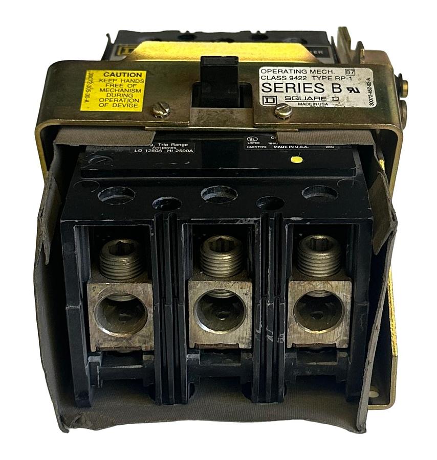 Used SQUARE D KAL36250 THERMAL-MAGNETIC CIRCUIT BREAKER 250A W/ 9422-RP-1 /B MECH