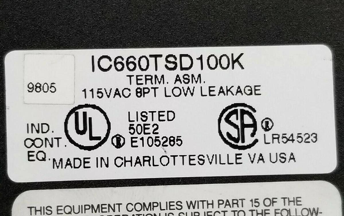 Used GE FANUC IC660TSD100K GENIUS LOW LEAKAGE TERM. ASM. IC660TSD100
