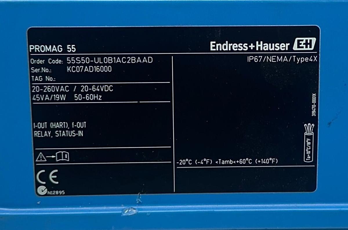 Used ENDRESS+HAUSER 55S50-UL0B1AC2BAAD / 55S50UL0B1AC2BAAD PROMAG 55 FLOW METER NSNP