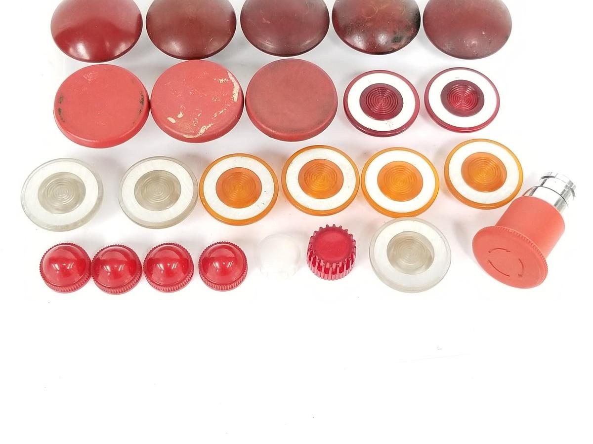 Used LOT OF 24 ASSORTED PUSHBUTTON HEADS / CAPS