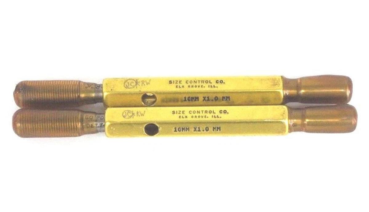 Used LOT OF 2 SIZE CONTROL CO. 10MM X 1.0MM THREAD GAGES
