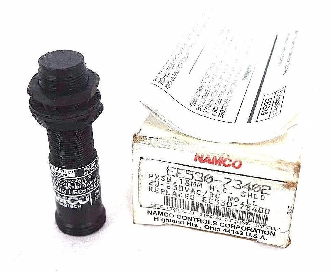 Used NIB NAMCO EE530-73402 PXSW SENSOR, 18MM REPLACES EE530-73400, 20-230VAC/DC