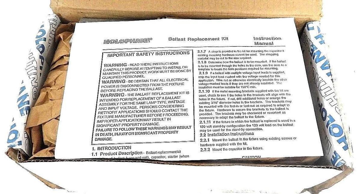 Used NIB HOLOPHANE RBKC10MHMTB BALLAST REPAIR KIT, 120/208/240/277V, GDZ0G1, 3899-RFM