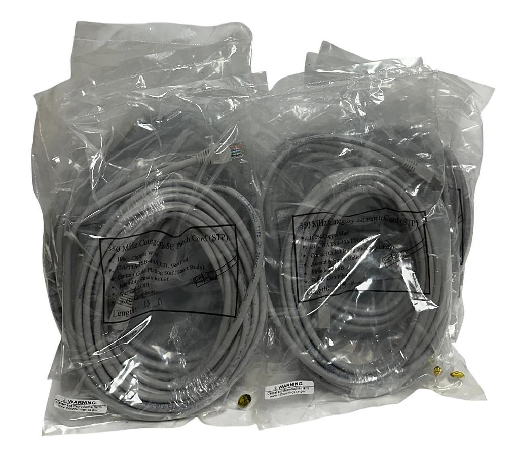 Used 10 UNBRANDED 350 MHz CATEGORY 5E EtherNet PATCH CORDS (STP) 15FT 568B NSFS