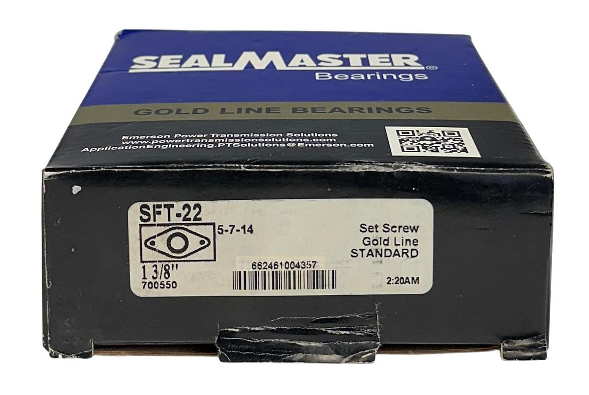 Used SEALMASTER SFT-22 / 700550 GOLD LINE STANDARD 2-BOLT FLANGE BEARING 1-3/8'' NSMP