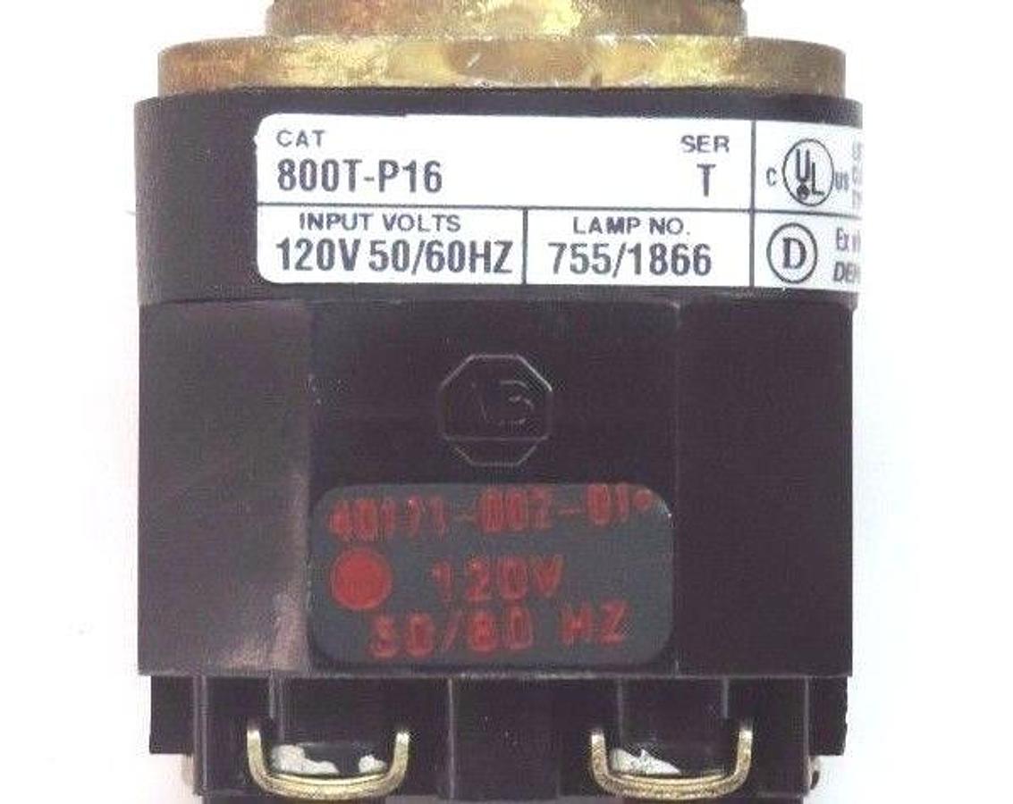 Used NEW ALLEN BRADLEY 800T-P16 PILOT LIGHT 800TP16 SER. T W/ 40171-002-01 COIL 120V