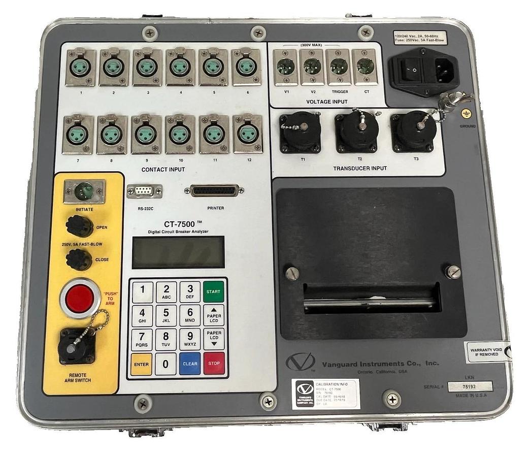 Refurbished Vanguard Instruments CT-7500 Digital Circuit Breaker Analyzer EHV 12-Ch REPAIRED