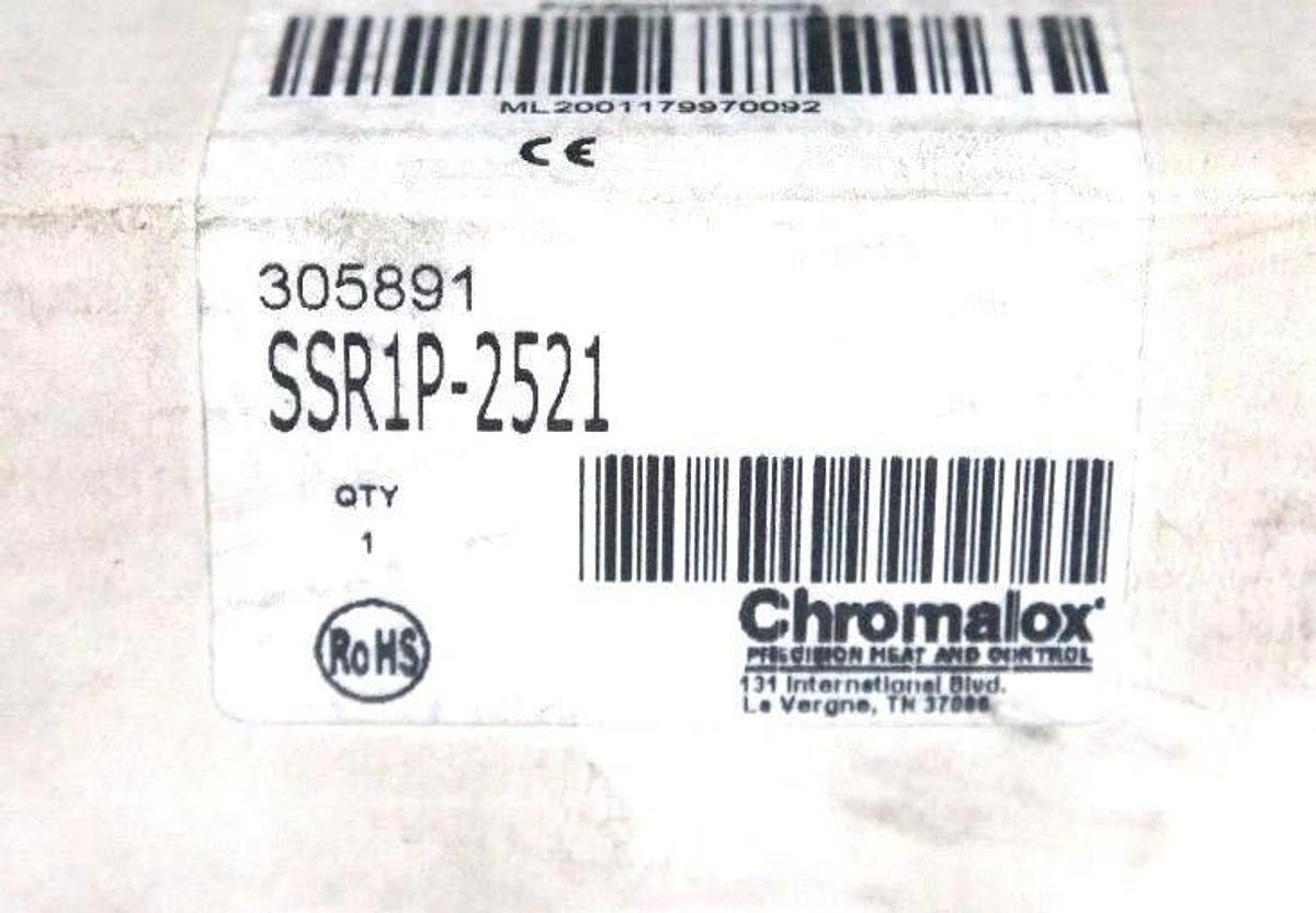 Used NIB CHROMALOX SSR1P-2521 HEAT SINK 305891, CHX1E60A25, 25A, 600V, 4-20MA