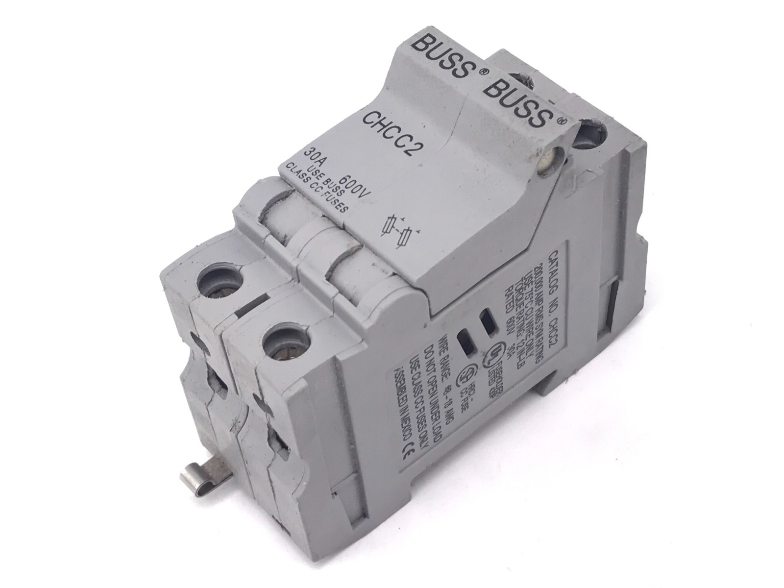 Used COOPER BUSSMANN CHCC2 FUSE BLOCK 30 AMP, 600V W/ FNQ-R-19 FUSES