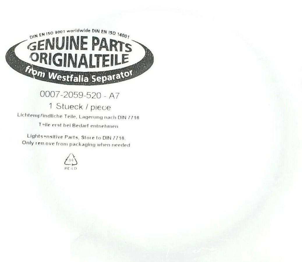 Used NEW GEA WESTFALIA SEPARATOR 0007-2059-520-A7 O-RINGS 00072059520A7