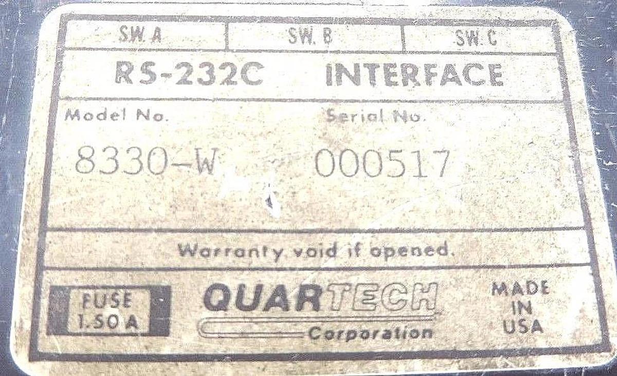 Used QUARTECH 8330-W DATAMATE RS-232C INTERFACE 8330W