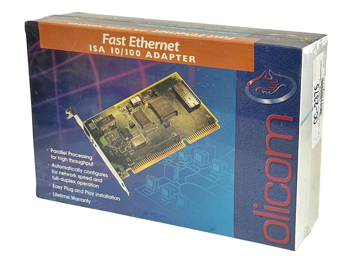 Used NEW SEALED OLICOM OC-2375 / 23751681 FAST EtherNet ISA 10/100 ADAPTER CARD