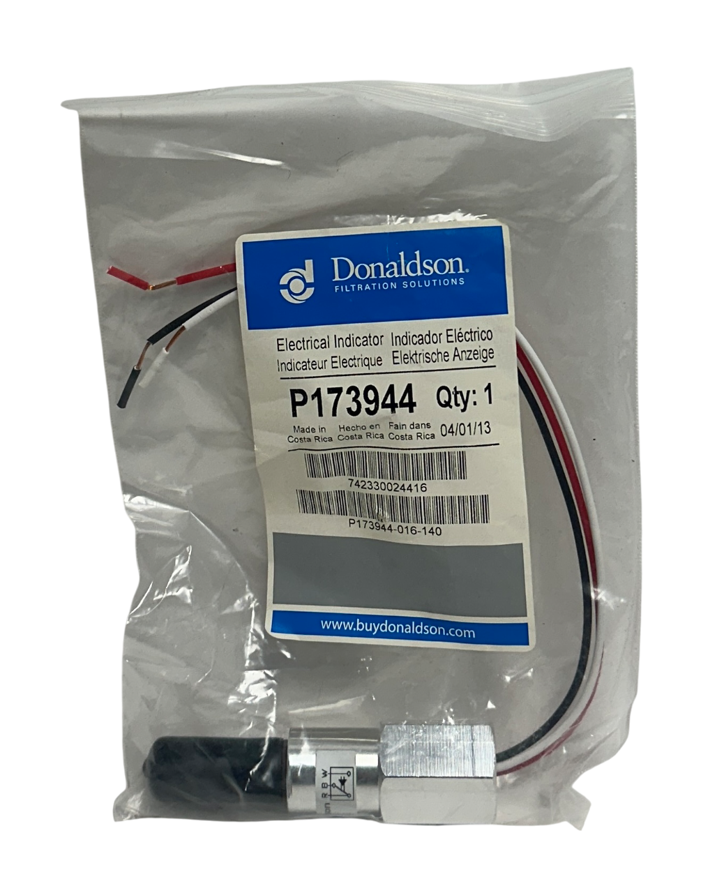 Used DONALDSON P173944 HYDRAULIC INDICATOR ASSEMBLY OEM ELECTRICAL 3-WIRE NSMP