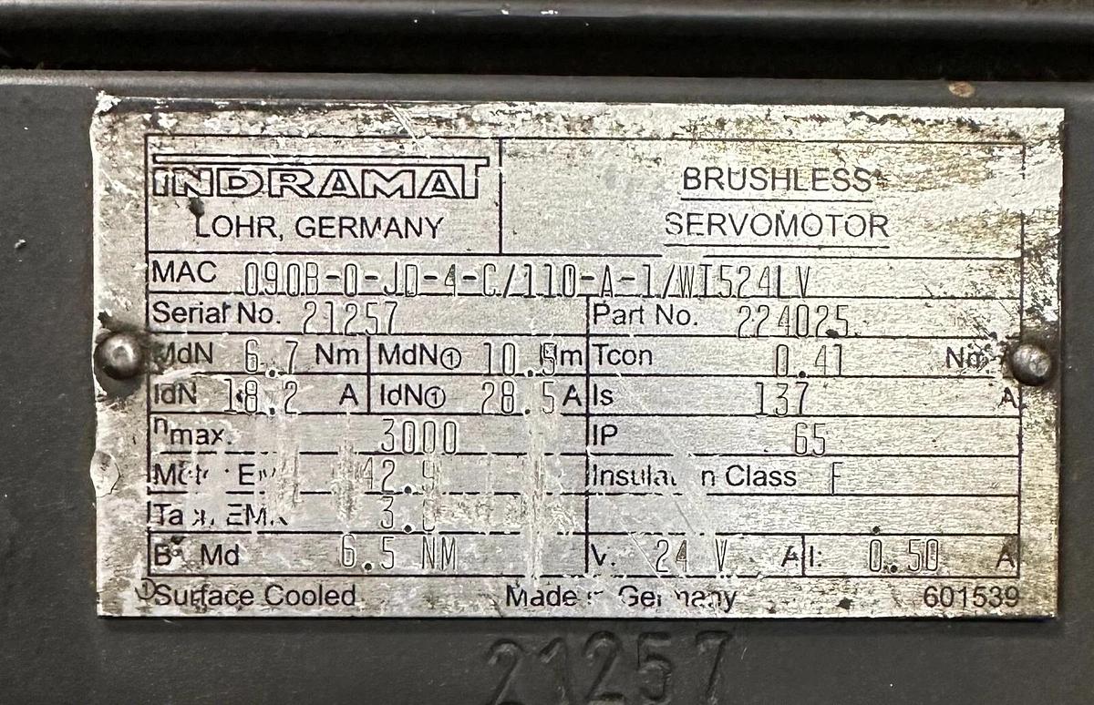 Refurbished REPAIRED INDRAMAT MAC090B-0-JD-4-C/110-A-1/WI524LV SERVO MOTOR 6.7Nm 224025