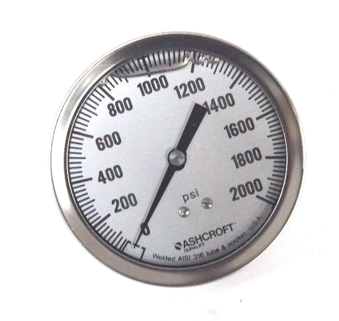NIB ASHCROFT 35-1009SWL-2B 2000# PRESSURE GAUGE 0-2000PSI 35-1009SWL-02LXFF-2000