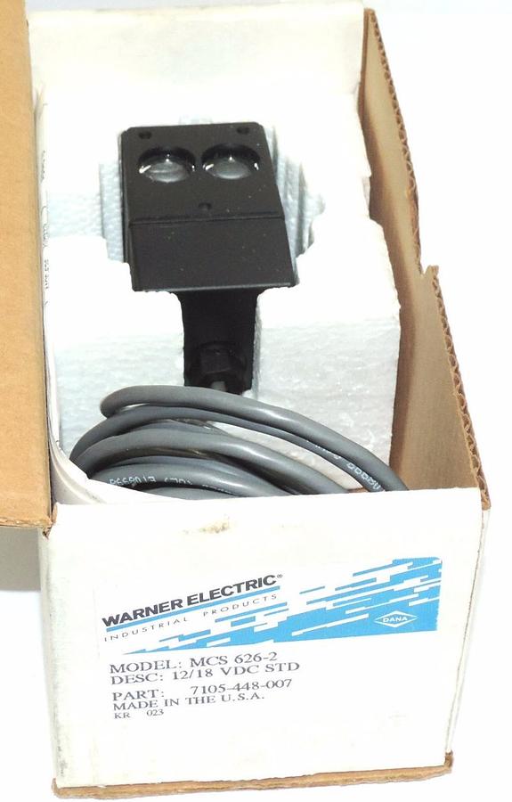 Used NIB WARNER ELECTRIC MCS626-2 PHOTOELECTRIC DIFFUSE REFLECTIVE P/N: 7105-448-007