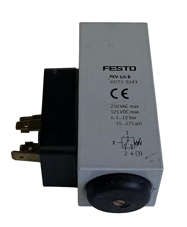Used NEW FESTO PEV-1/4-B / PEV14B PRESSURE SWITCH 250Vac 125Vdc 1-12BAR 15-175PSI