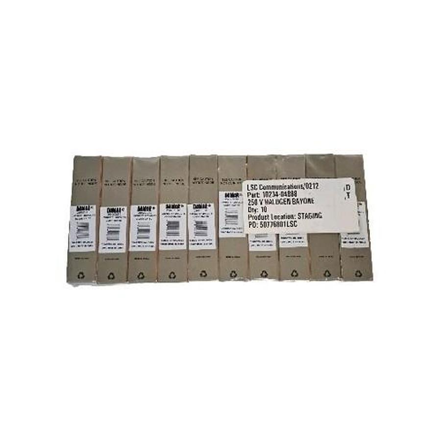 LOT OF 10 NEW DAMAR 01801303658 QUARTZ-CAPSULE HALOGEN LAMPS 250QCLDC