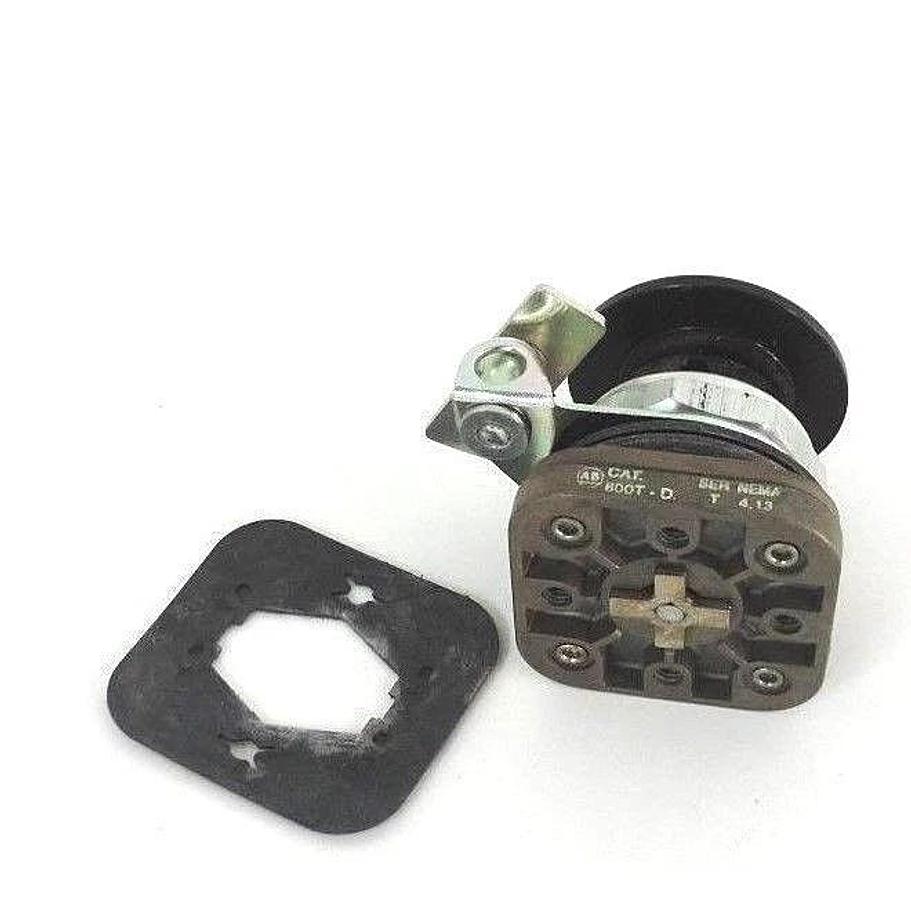Used NIB ALLEN BRADLEY 800T-D2Q PUSH BUTTON 800TD2Q, BLACK W/ LOCK ATTACH SER. T