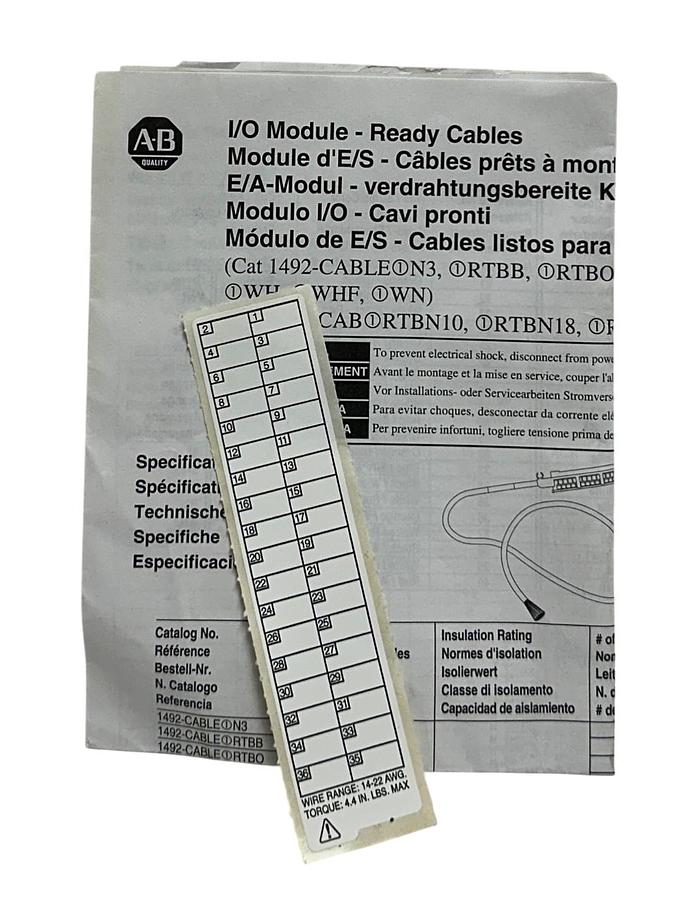 Used ALLEN BRADLEY 1492-CABLE025TBCH /C DIGITAL I/O MODULE-READY CABLE 36PT 2.5M NSNP