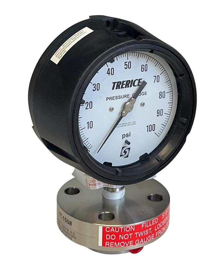 TRERICE 450SS4504LA100 / M53122HHSS PRESSURE GAUGE 0-100PSI SILICONE NSMP