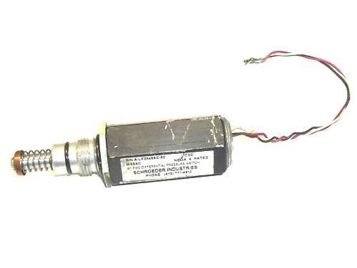 Used SCHROEDER IND. MS5AC PRESSURE SWITCH A-LF2548AC-50