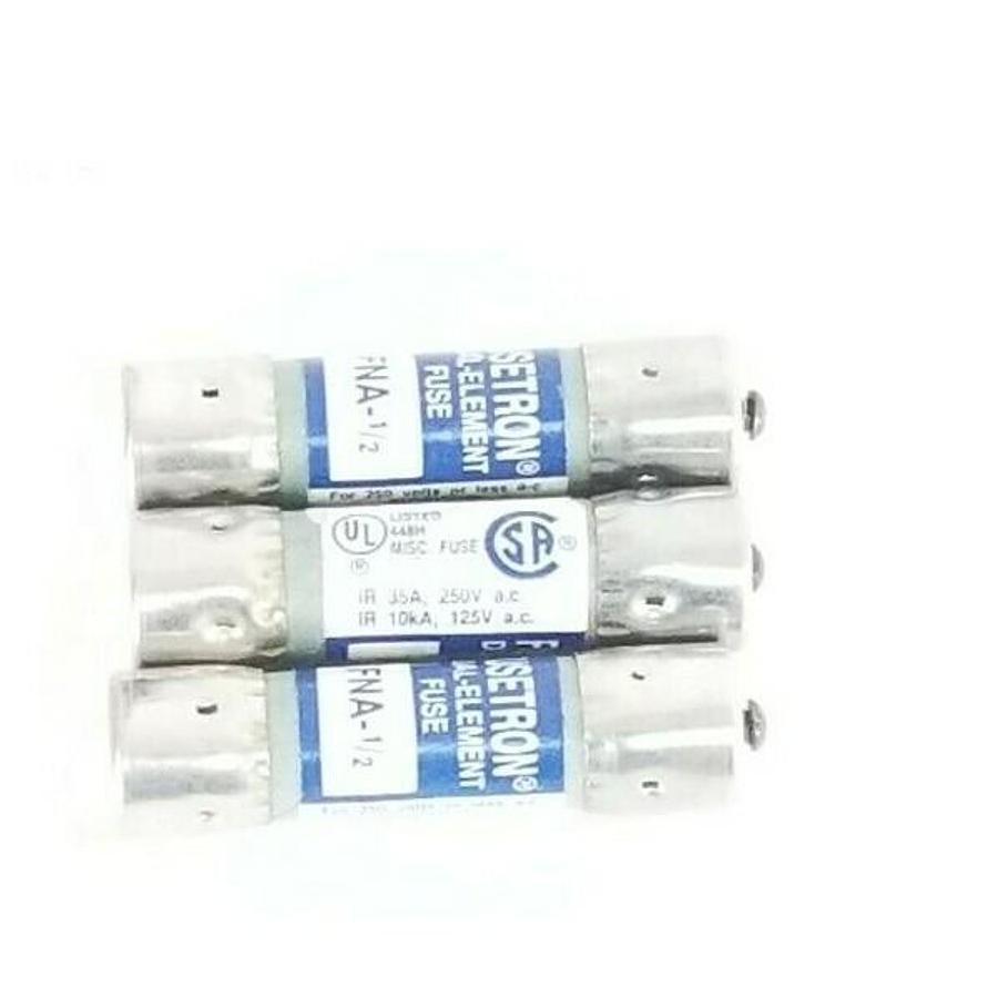 Used LOT OF 3 NEW COOPER BUSSMANN FNA-1/2 FUSETRON DUEL ELEMENT FUSSES