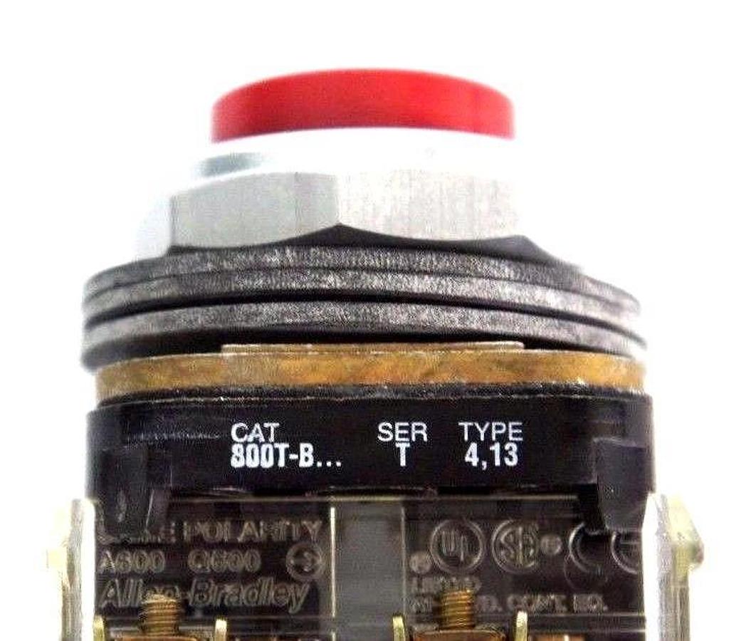 NEW ALLEN BRADLEY 800T-B6C PUSH BUTTON RED EXTENDED HEAD SER. T , 4NO - 4NC