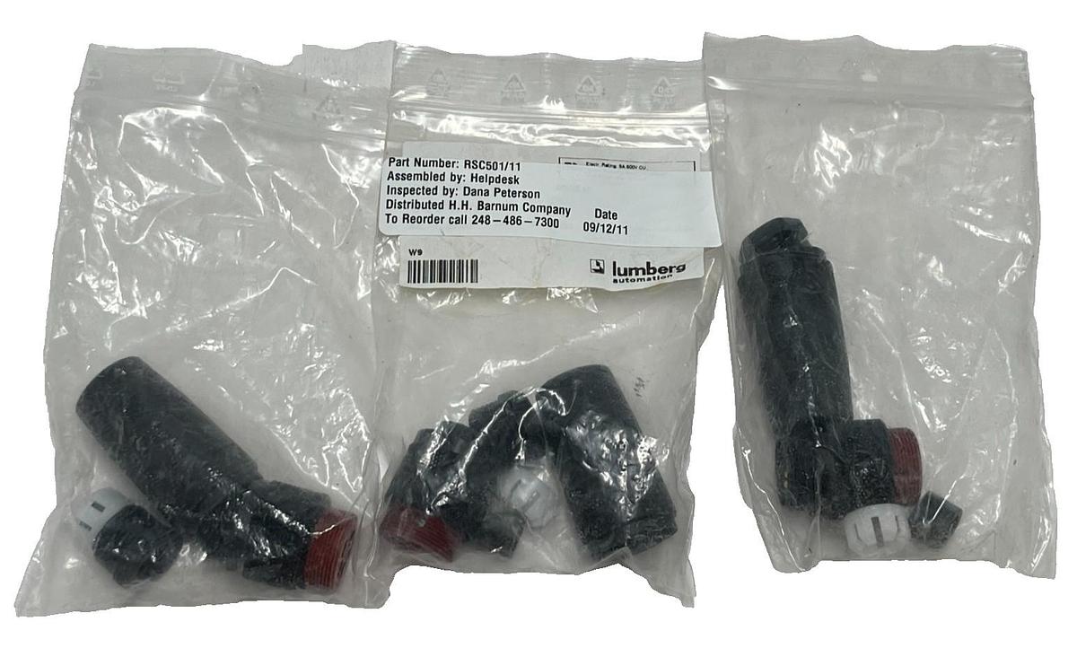 LOT OF 3 LUMBERG RSC 501/11 7/8" 5-Pin Male Field Attachable Power Connectors