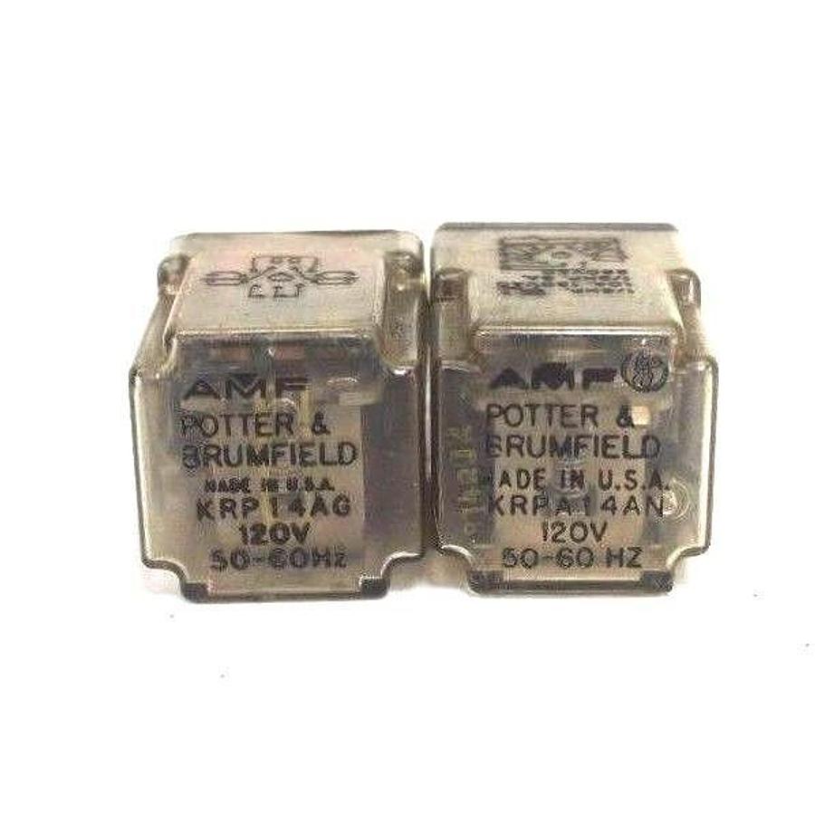Used LOT OF 2 POTTER & BRUMFIELD RELAYS KRP14AG , KRPA14AN 120V, 50-60HZ